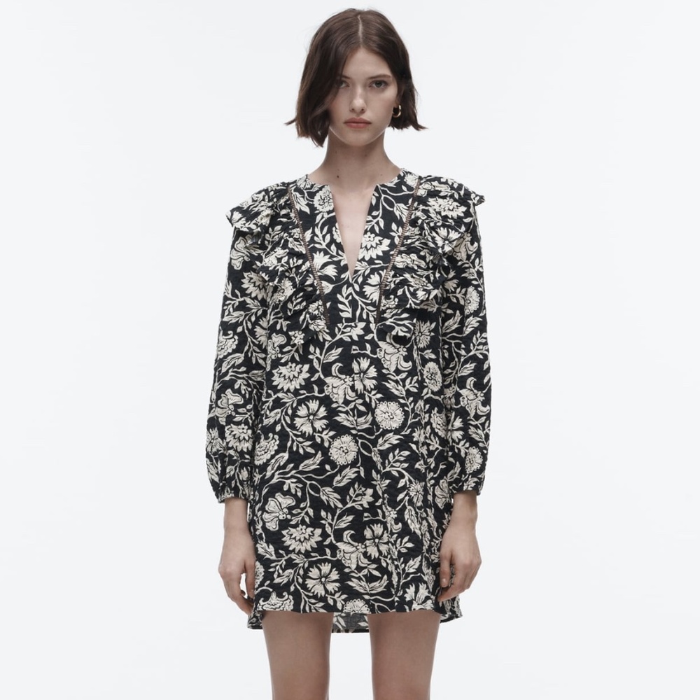 Zara limited edition floral cotton mini dress